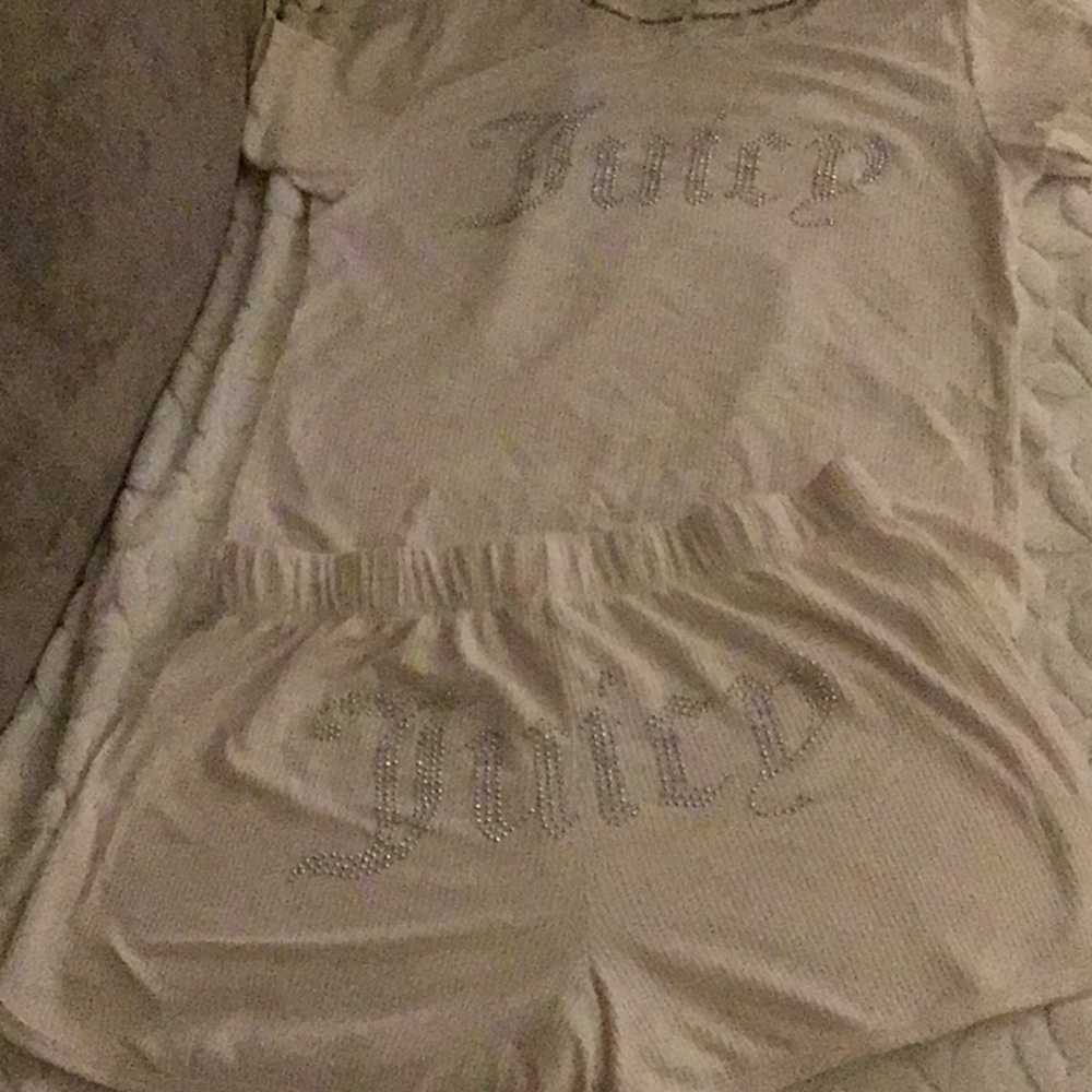 Beige Pajama Set with Rhinestone Detail